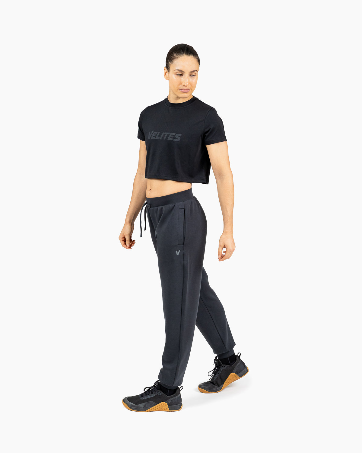 Holo Velites unisex sweetpants woman front color_Black