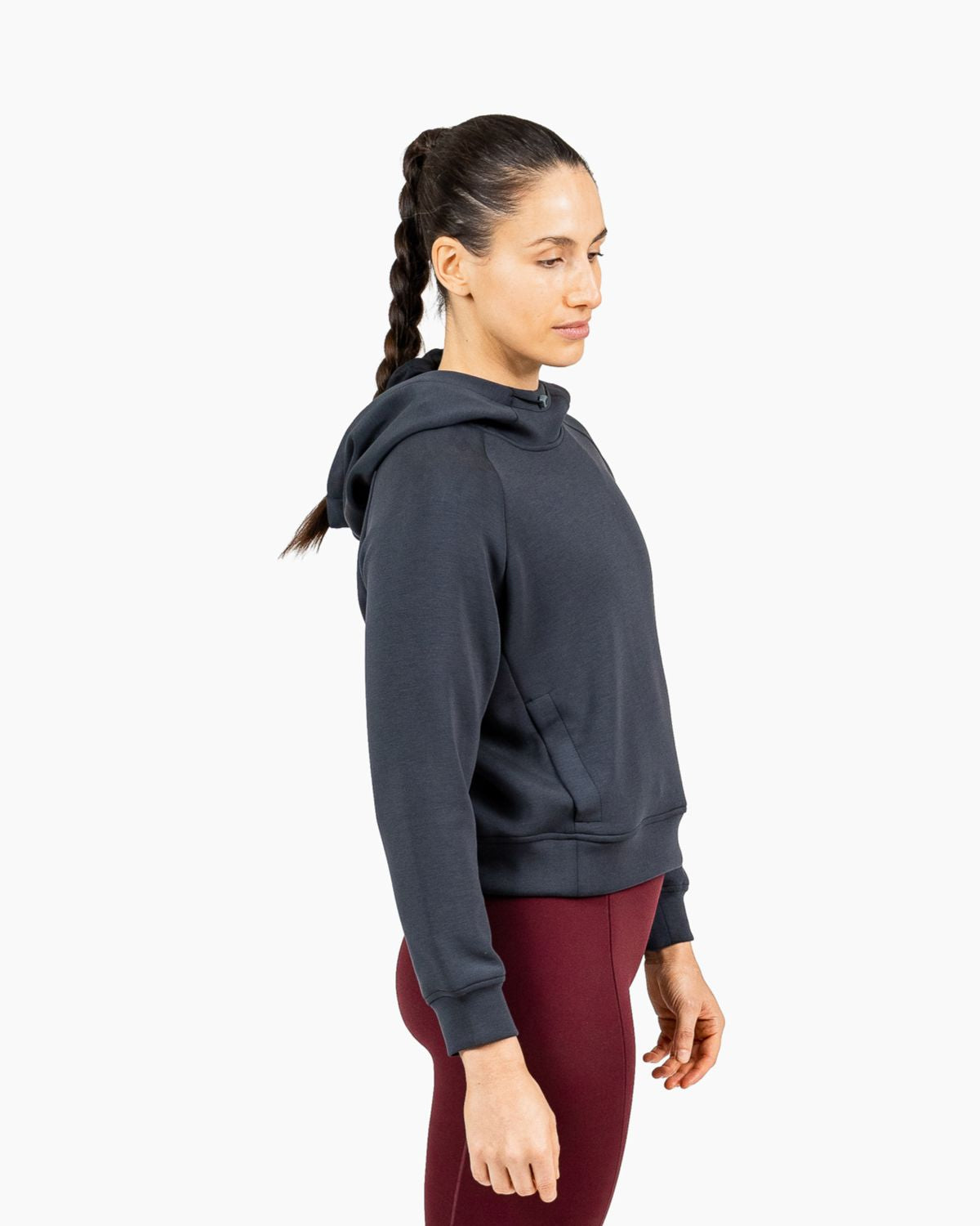 Velites women's Holo crop hooded sweatshirt side color_Black