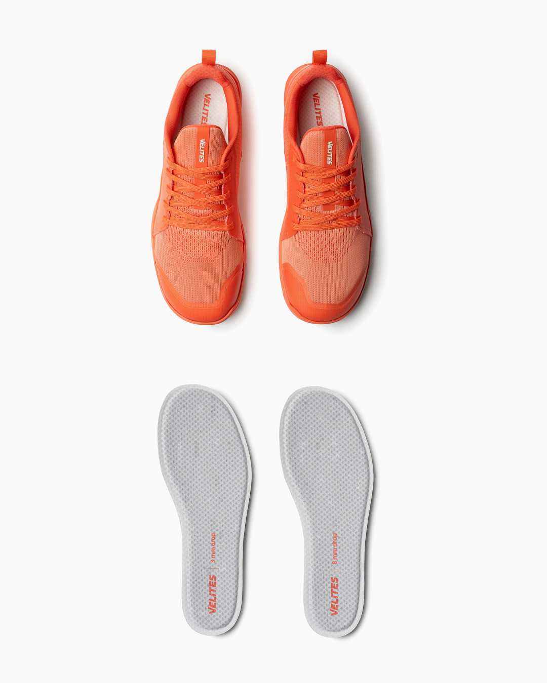Barefoot training shoes and insoles Minimal 1.0 Velites color Coral red top view