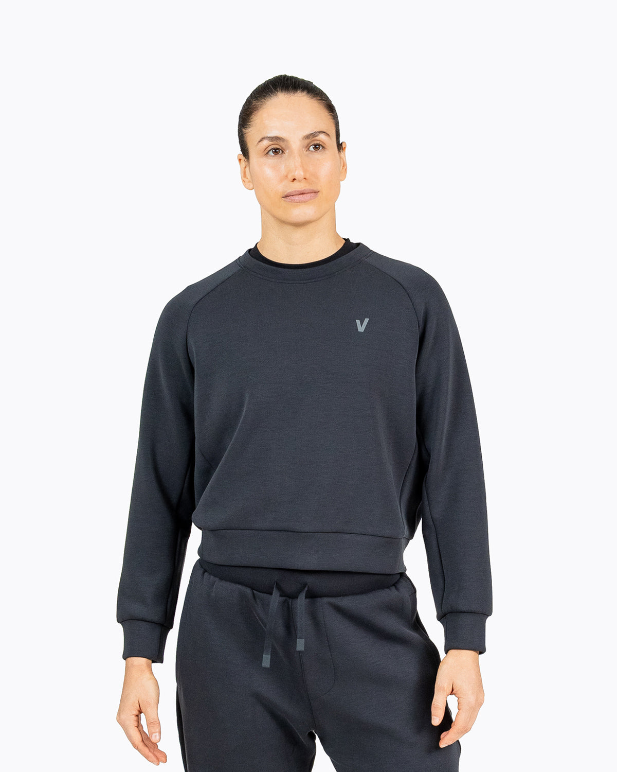 Women's crop sweatshirt without hood Holo Velites color_Black