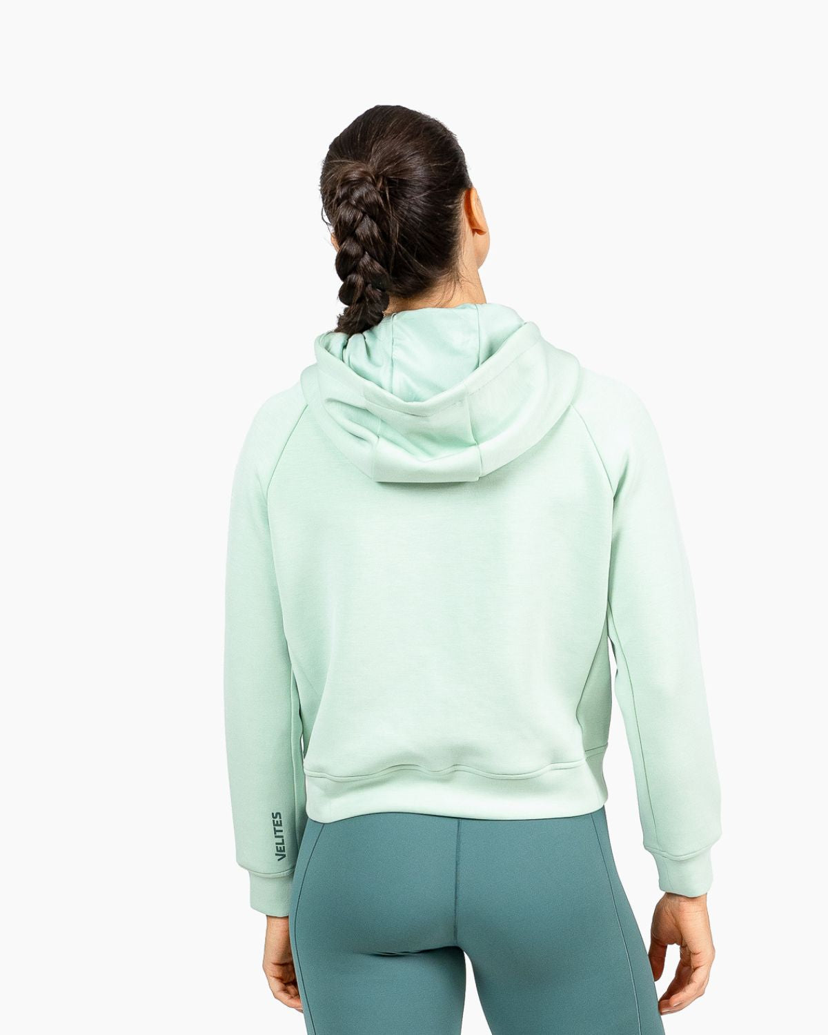 Velites women's Holo crop hooded sweatshirt back color_Mojito