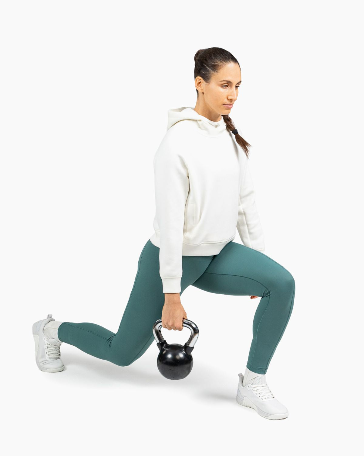 Velites women's Holo crop hooded sweatshirt exercise color_Pearl