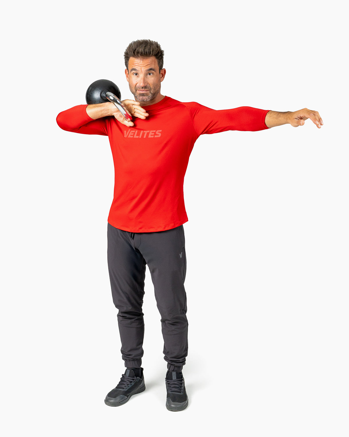 Velites Holo 3/4 Sleeve Tee in azione colore_red wine