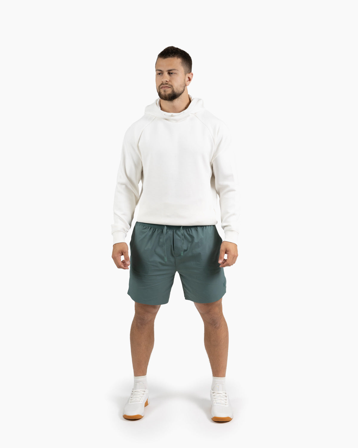 Holo men's hooded sweatshirt Velites front color_Pearl