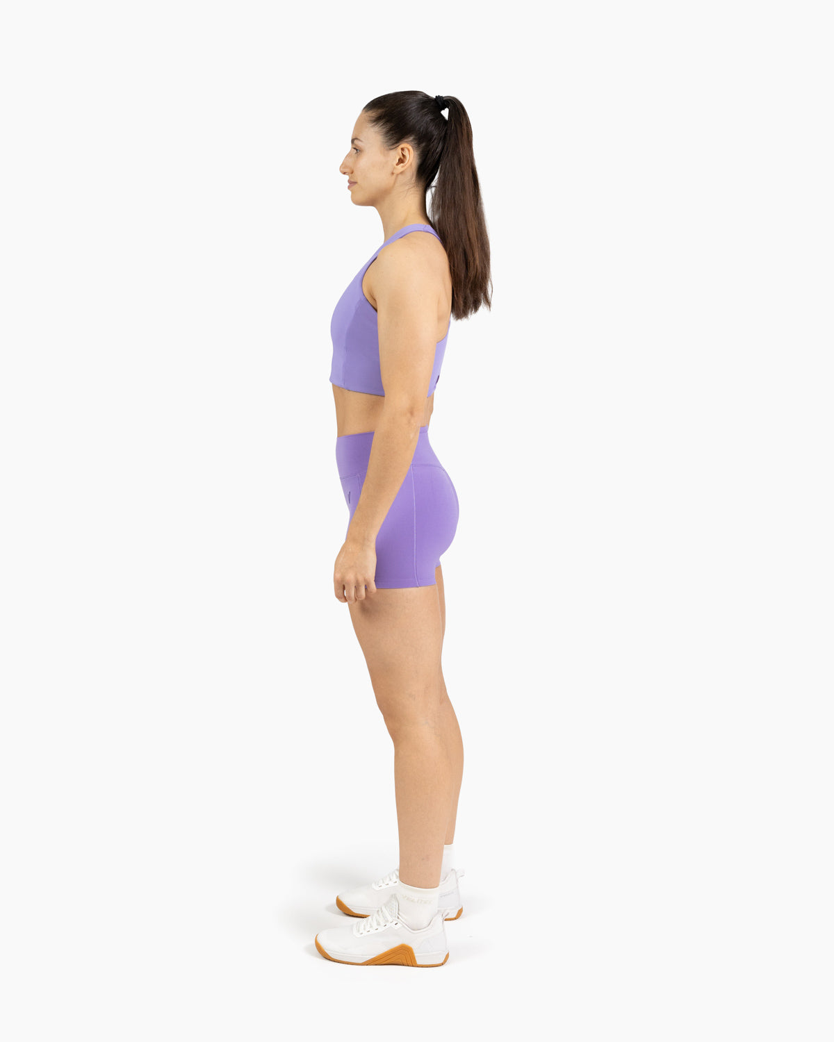 High neck bra Holo Velites female model side color_Wisteria