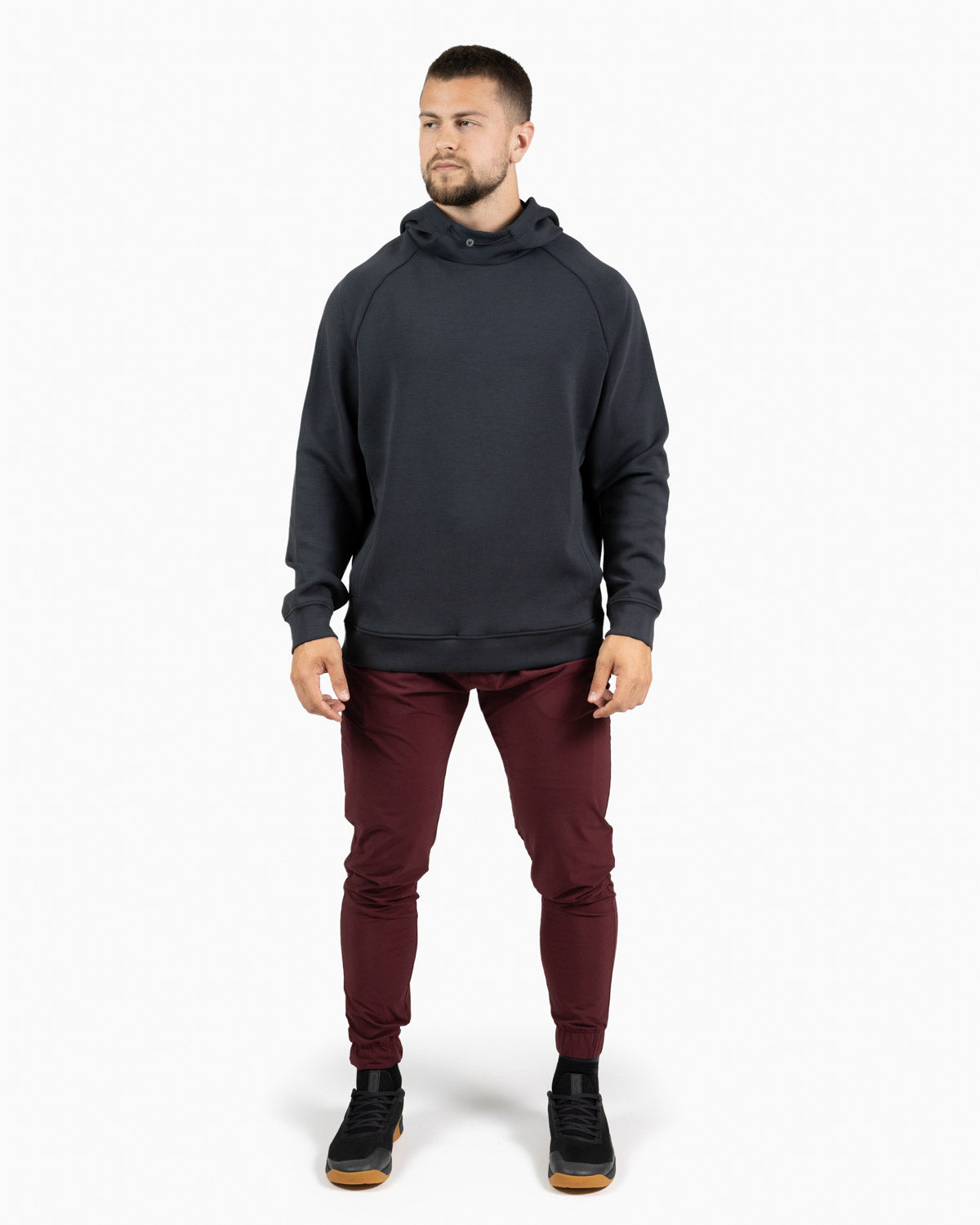 Holo men's hooded sweatshirt Velites front color_Black