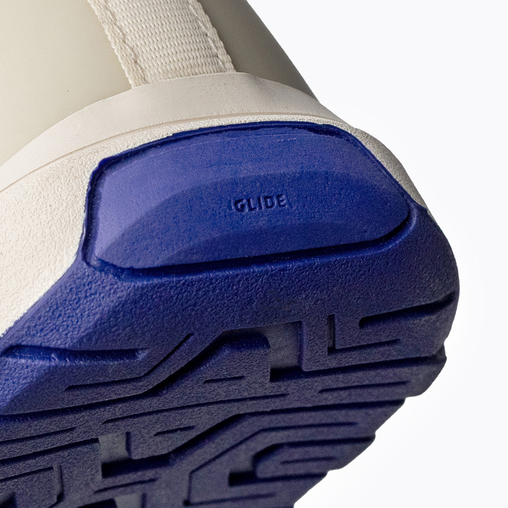 Barefoot shoes Minimal 1.0 Velites Ivory White with Glide reinforced heel for low friction close-up view