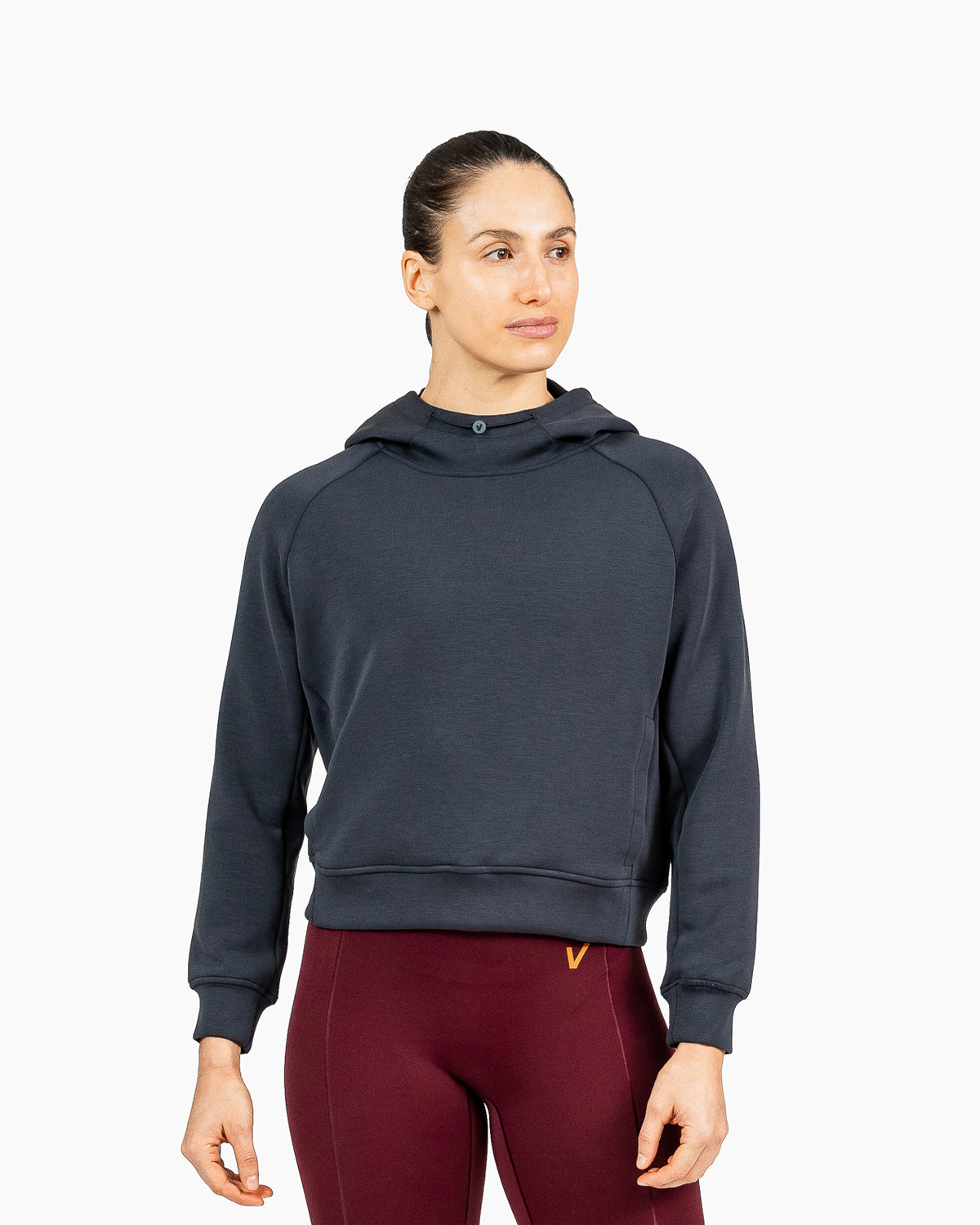 Velites women's Holo crop hooded sweatshirt front color_Black