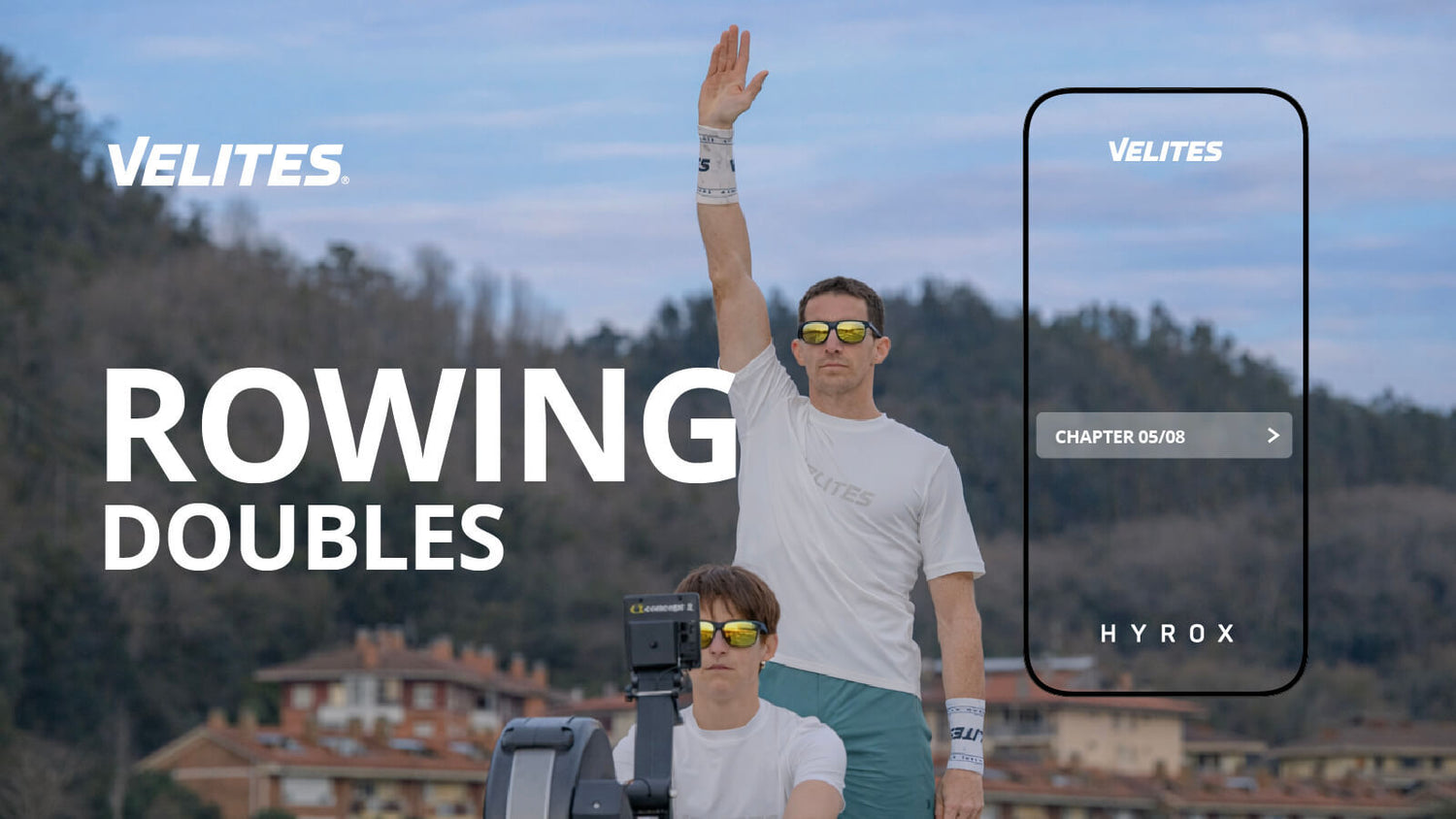 Pair of athletes on the rowing machine HYROX course by Velites