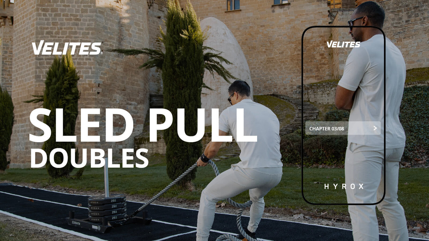 Sled Pull Guide in HYROX Doubles Competition Velites Course
