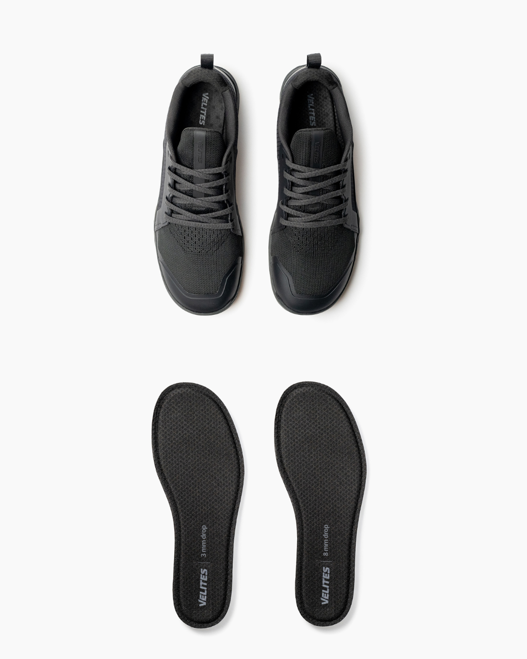 Barefoot training shoes and insoles Minimal 1.0 Velites color Black top view