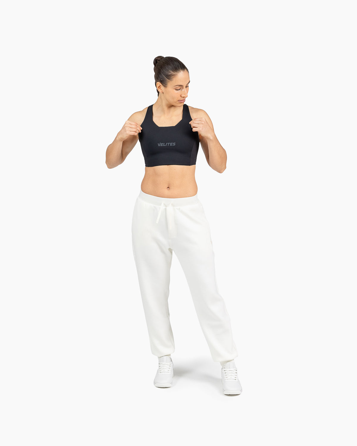 Holo Velites unisex sweetpants woman front color_Pearl