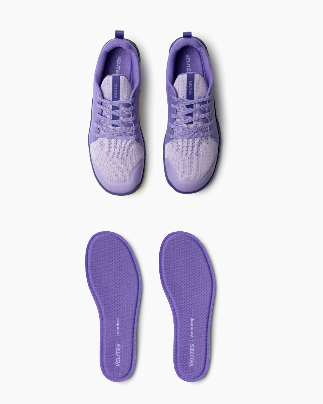 Barefoot training shoes and insoles Minimal 1.0 Velites color Lavender purple top view