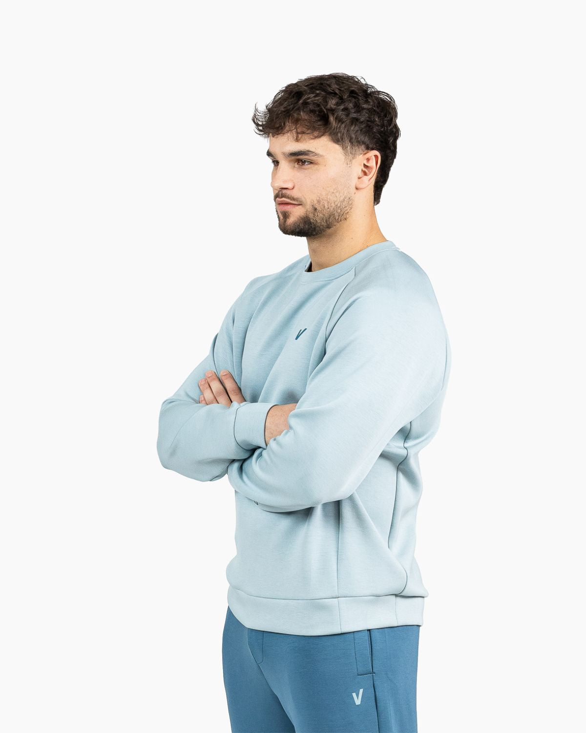 Men's crewneck sweatshirt Holo Velites three-quarter view color_Clody