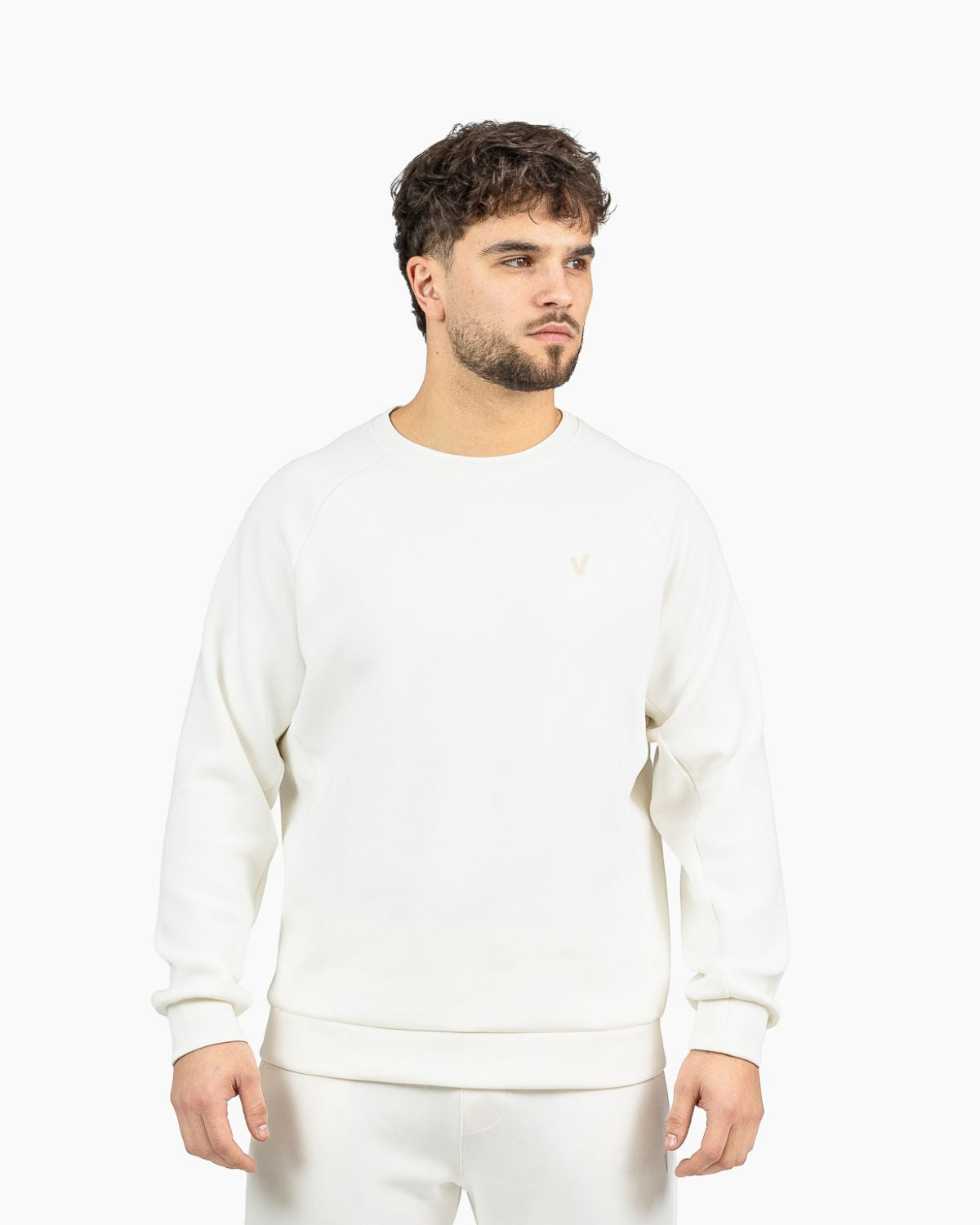 Men's crewneck sweatshirt Holo Velites front color_Pearl