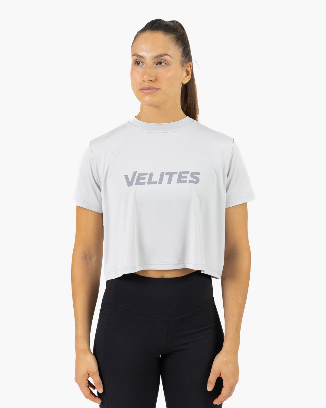 Velites Holo t-shirt crop da donna davanti color_Grey