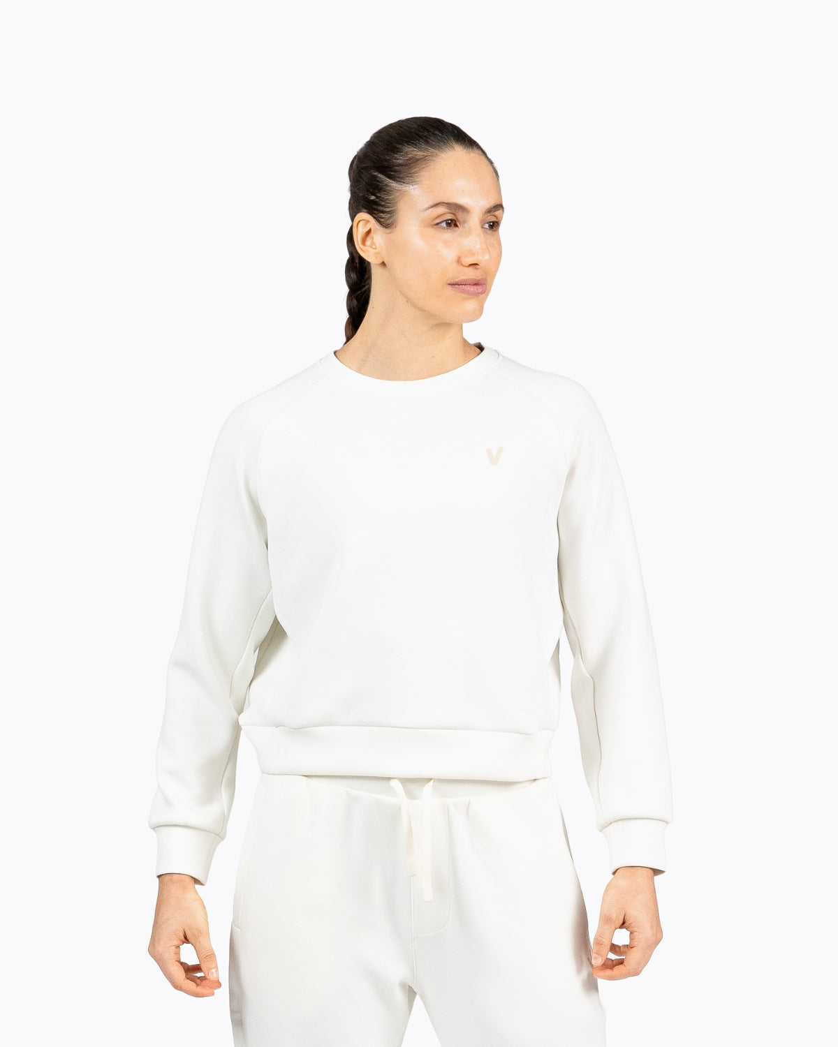 Women's crop sweatshirt without hood Holo Velites color_Pearl