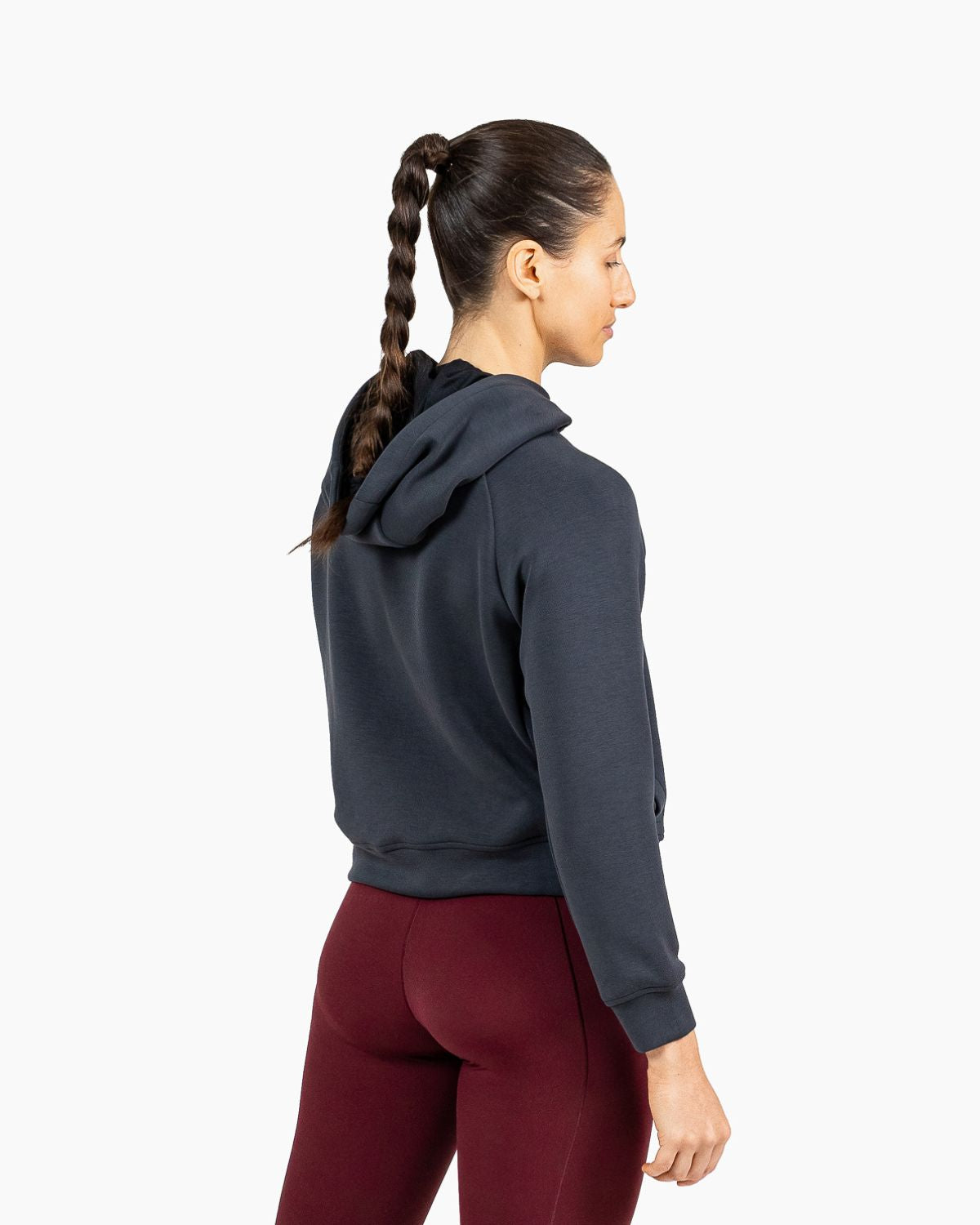 Velites women's Holo crop hooded sweatshirt back color_Black