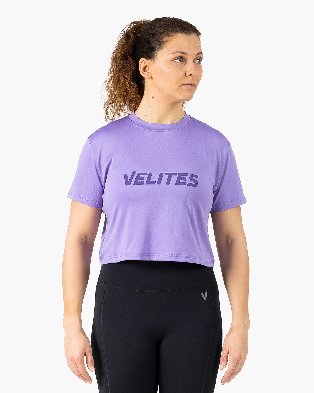 Velites Holo t-shirt crop da donna davanti color_Wisteria