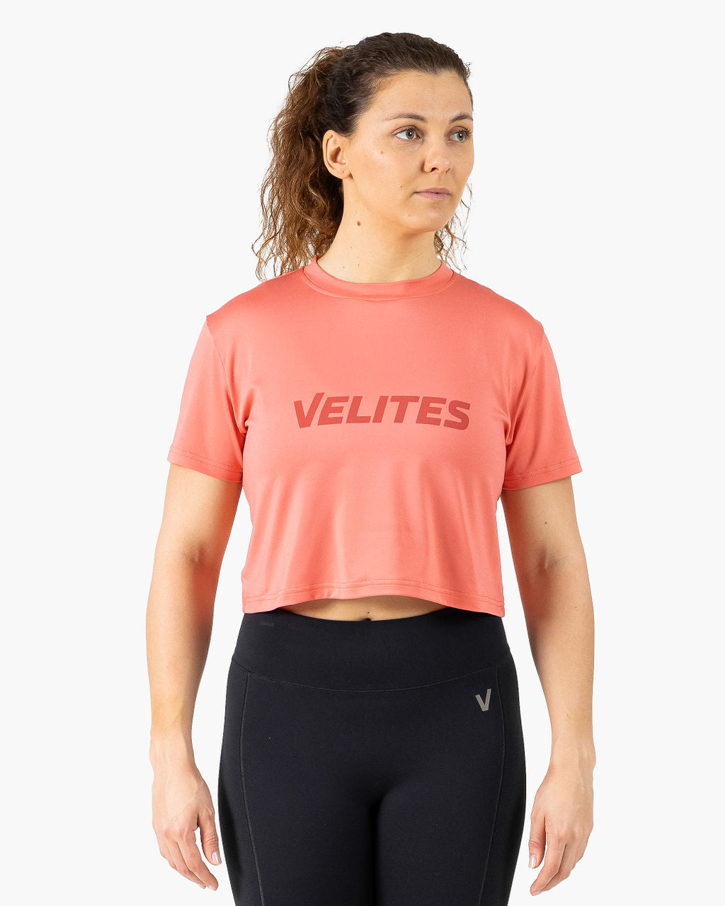Velites Holo t-shirt crop da donna davanti color_Raspberry
