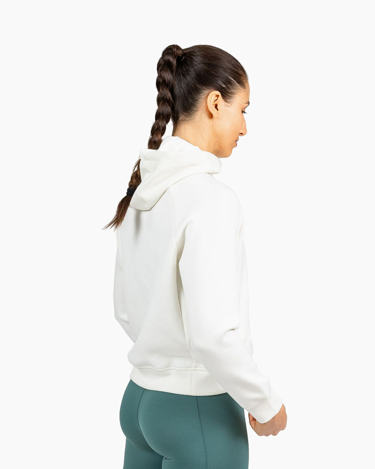 Velites women's Holo crop hooded sweatshirt back color_Pearl