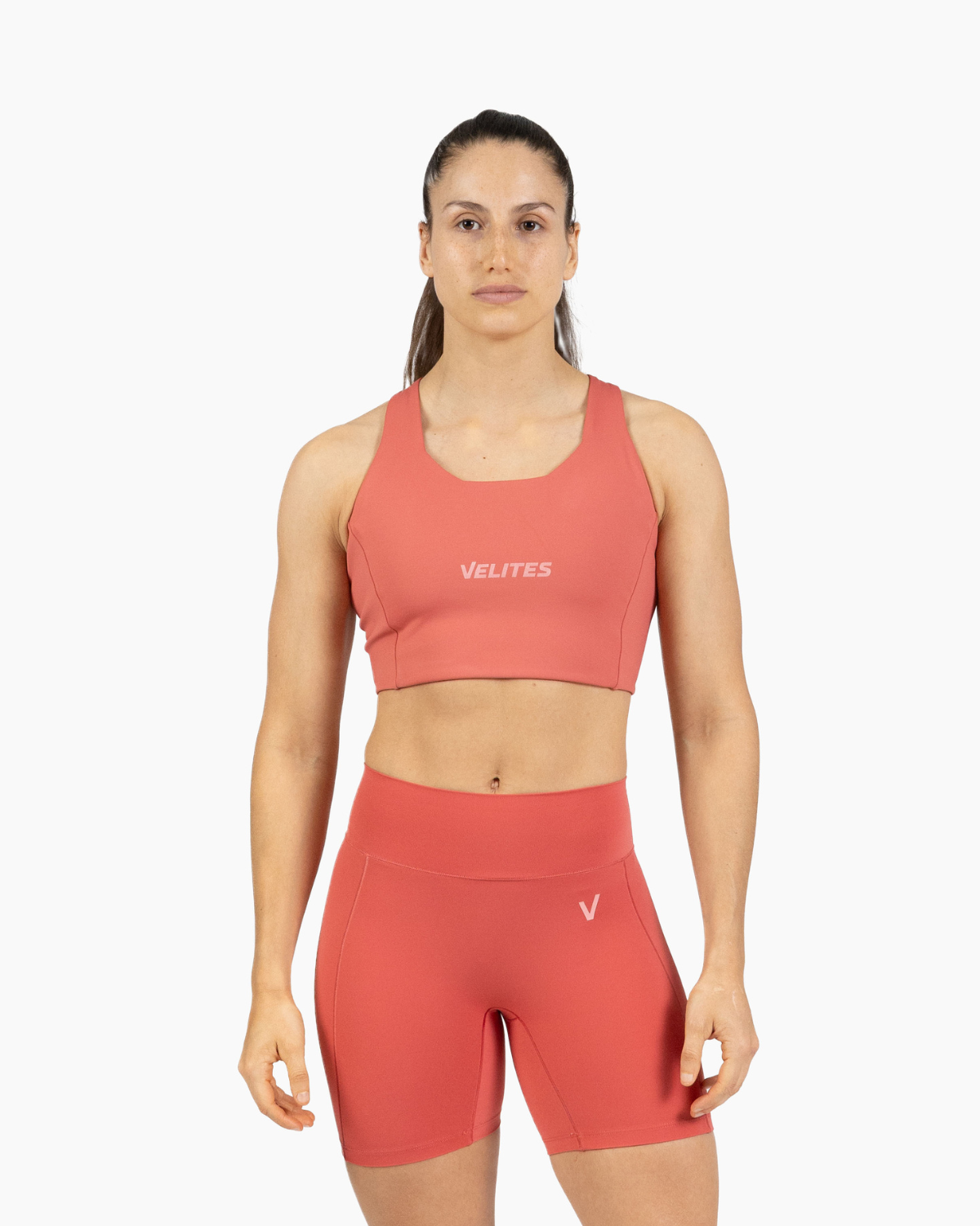 High neck bra Holo Velites front color_Raspberry