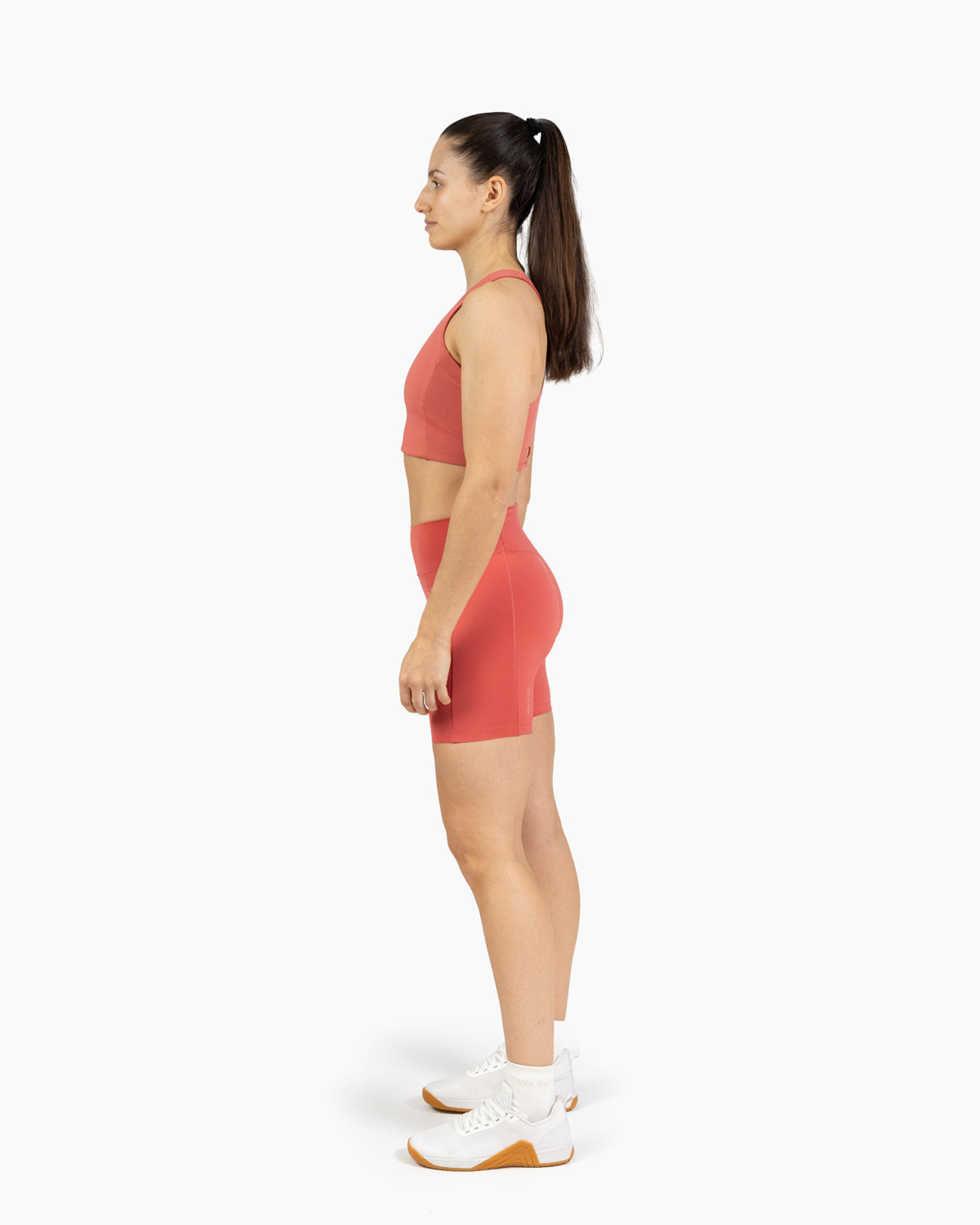 High neck bra Holo Velites female model side color_Raspberry