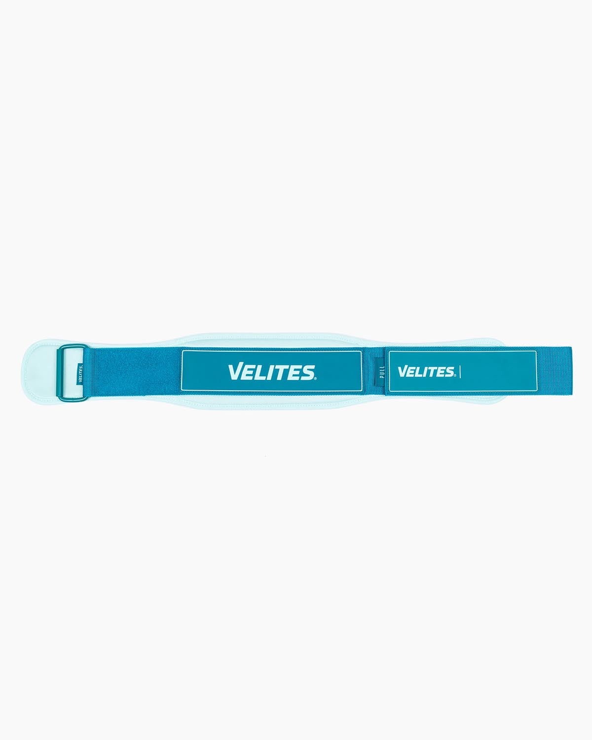 Cintura da sollevamento pesi Velites per CrossFit e allenamento funzionale, distesa — celeste