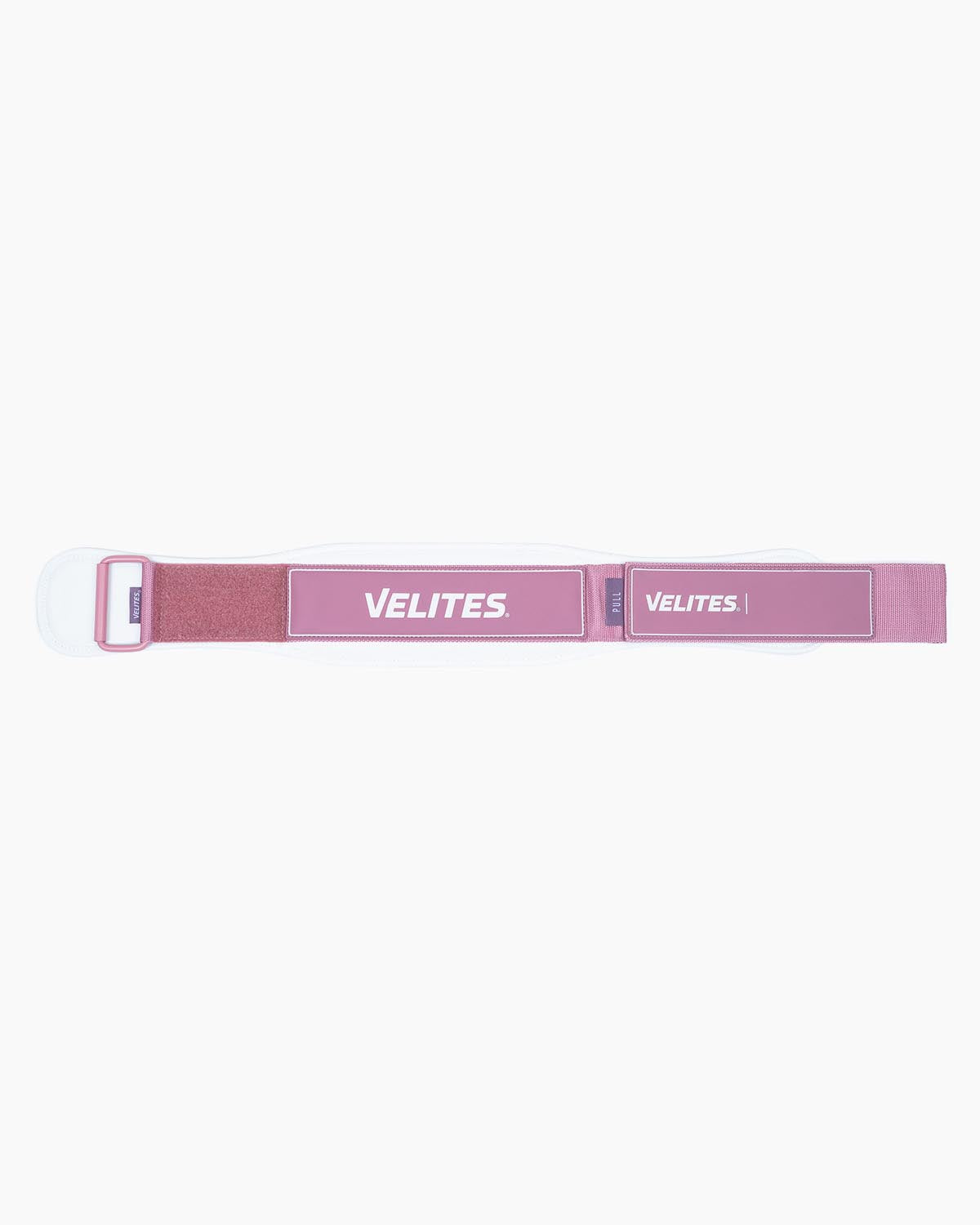 Velites weightlifting belt for CrossFit and functional training laid flat — light pink