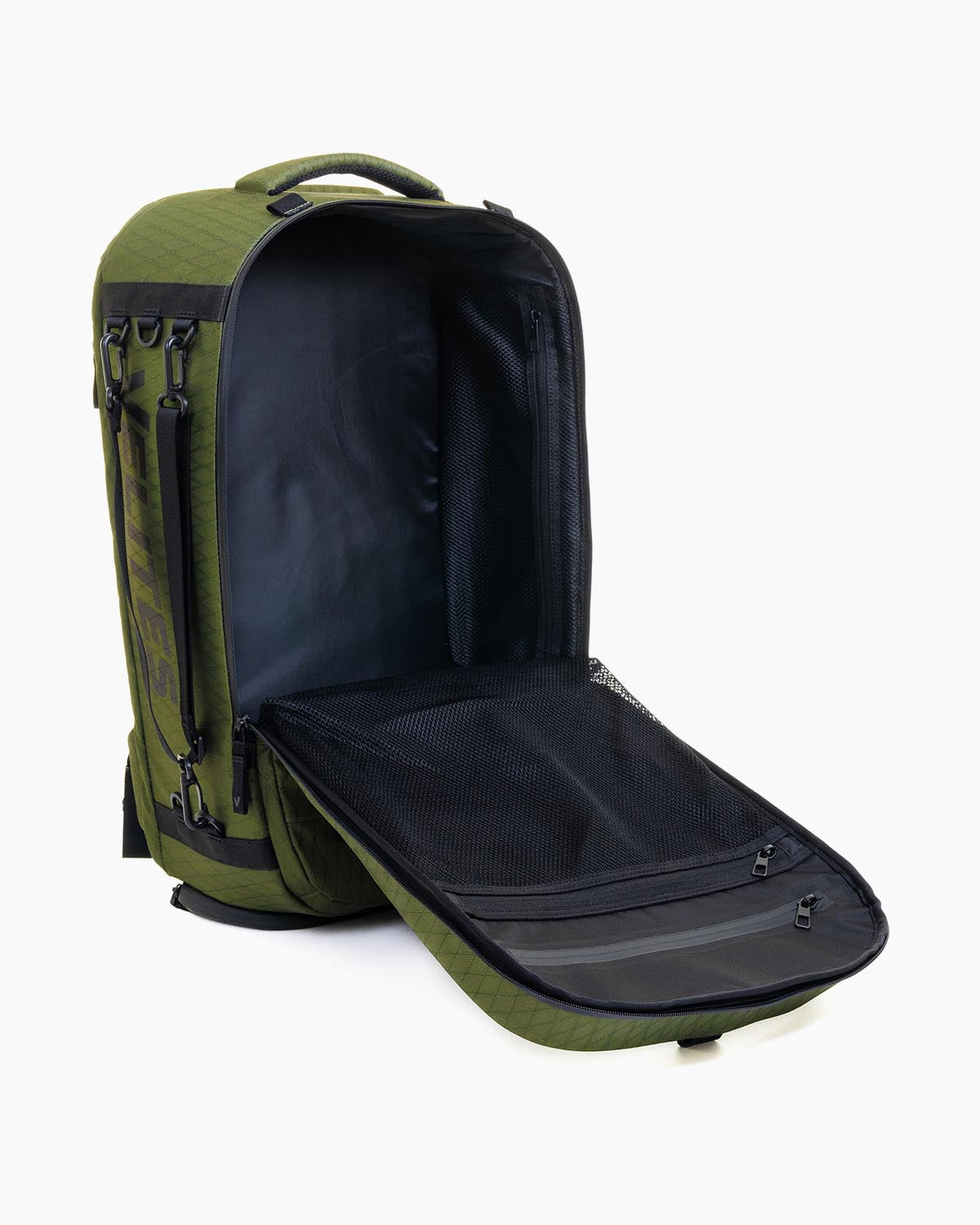 Open view of Velites Storm backpack for functional training and CrossFit Duradaimond Olive