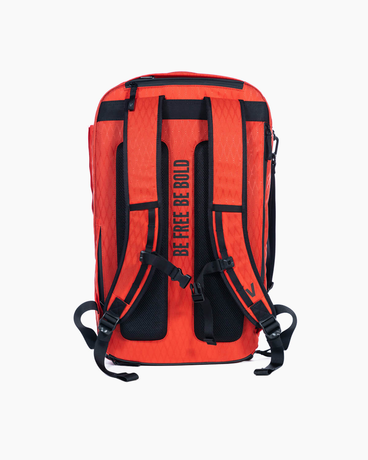 Rear view of Velites Storm backpack with WODBAG with ergonomic padded straps and chest buckle in Duradaimond Magma